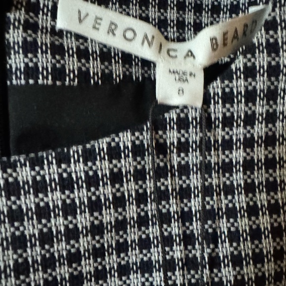 $495 Veronica Beard Teddi Sheath Dress Black & White Check Short Sleeve Size 8 - Picture 4 of 6